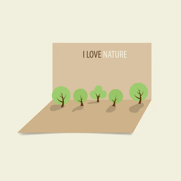 大自然的旗帜 绿树成荫的生态地球 矢量图解 — 图库矢量图片
