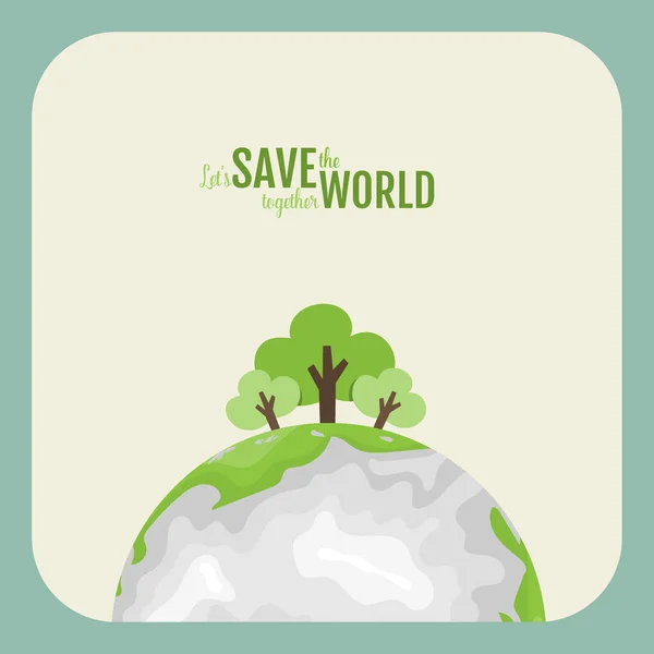 Eco Friendly 生态概念与绿色生态地球和树木 矢量说明 — 图库矢量图片