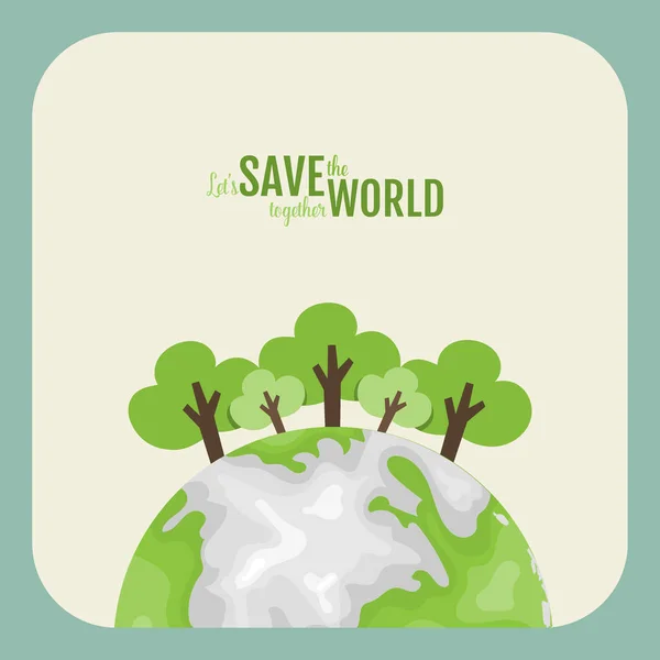 Eco Friendly Ecology Concept Green Eco Earth Trees Vector Illustration — Stock Vector