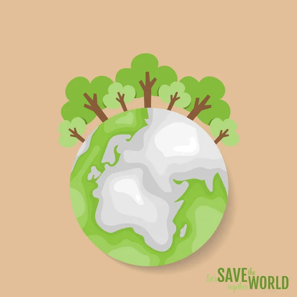 Eco Friendly Ecology Concept Green Eco Earth Trees Vector Illustration — Stock Vector