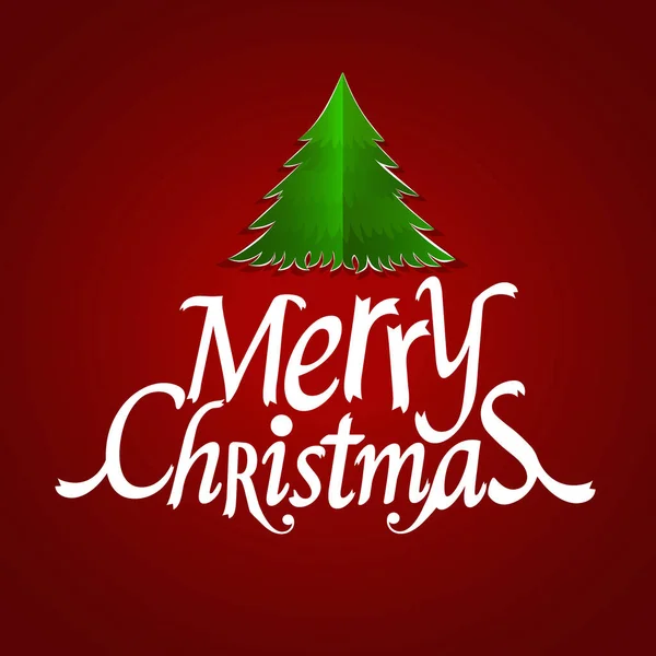 Biglietto Auguri Natale Buon Natale Lettering Con Albero Natale Illustrazione — Vettoriale Stock