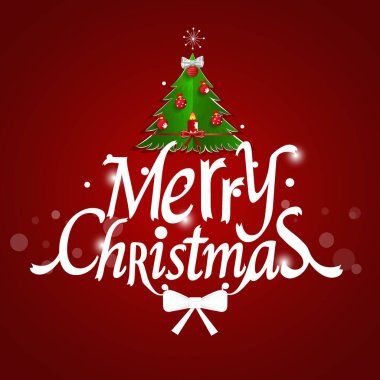 Noel tebrik kartı. Noel ağacı ve vektör illüstrasyonlu mutlu noeller.