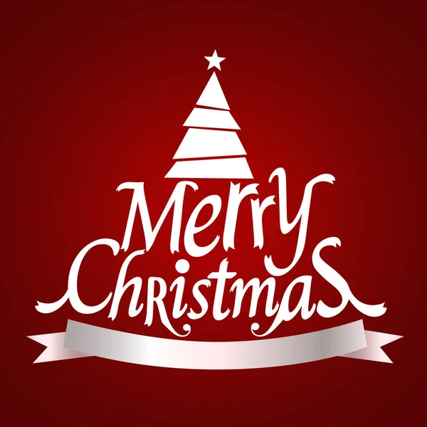 Christmas Greeting Card Merry Christmas Lettering Christmas Tree Vector Illustration — Stock Vector