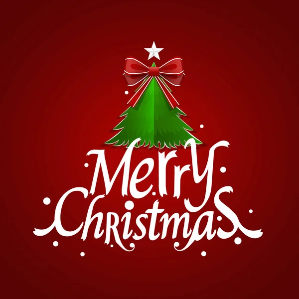 Tarjeta Felicitación Navidad Feliz Navidad Letras Con Árbol Navidad Vector — Vector de stock