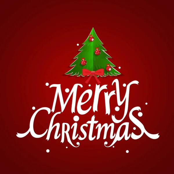 Biglietto Auguri Natale Buon Natale Lettering Con Albero Natale Illustrazione — Vettoriale Stock