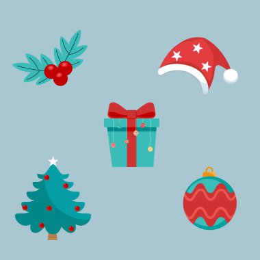 Dekoratif bir nesne. Mutlu Noeller ve mutlu yıllar. Vektör İllüstrasyonu