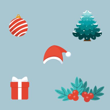 Dekoratif bir nesne. Mutlu Noeller ve mutlu yıllar. Vektör İllüstrasyonu