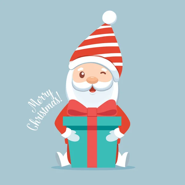 Christmas Santa Claus Cartoon Inglés Feliz Navidad Feliz Año Nuevo — Vector de stock