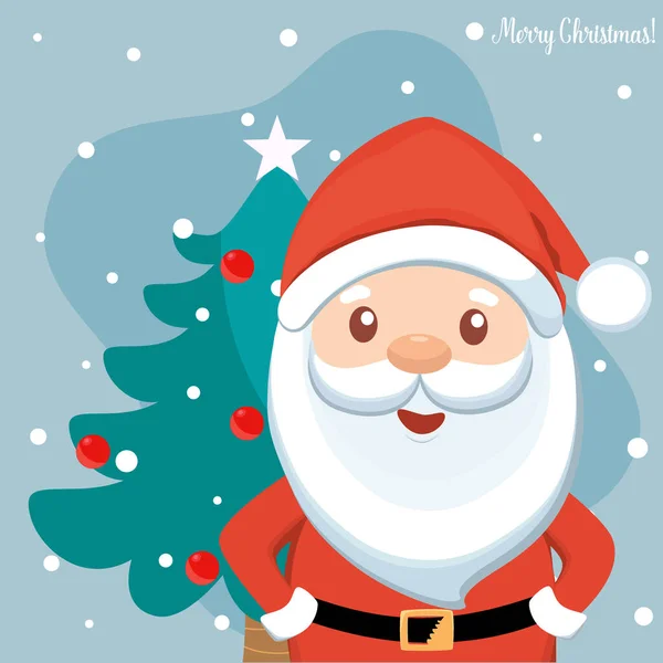 Christmas Santa Claus Cartoon Inglés Feliz Navidad Feliz Año Nuevo — Vector de stock