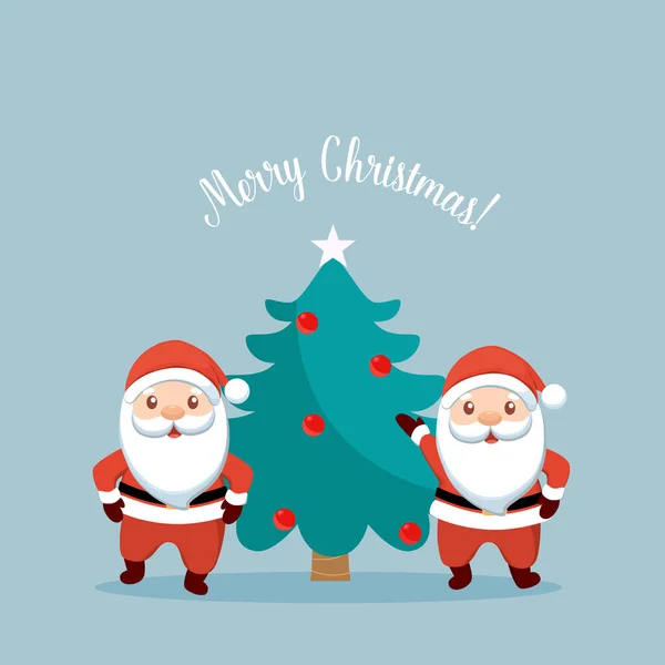 Natal Papai Noel Cartoon Feliz Natal Feliz Ano Novo Cartão —  Vetores de Stock