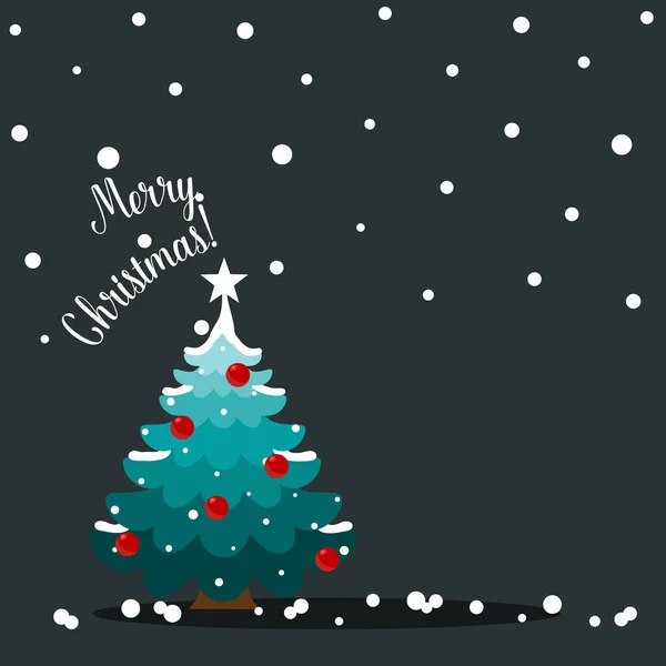 Albero Natale Buon Natale Felice Anno Nuovo Biglietto Auguri Illustrazione — Vettoriale Stock