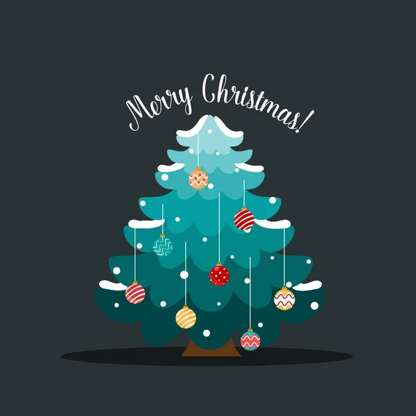 Kerstboom Vrolijk Kerstfeest Gelukkig Nieuwjaar Wenskaart Vector Illustratie — Stockvector