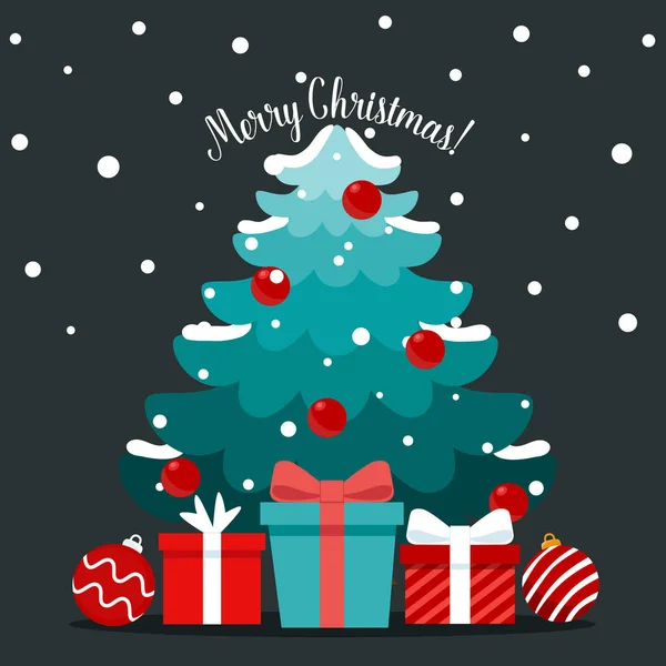 Kerstboom Decoratief Feestelijk Object Vrolijk Kerstfeest Gelukkig Nieuwjaar Vector Illustratie — Stockvector