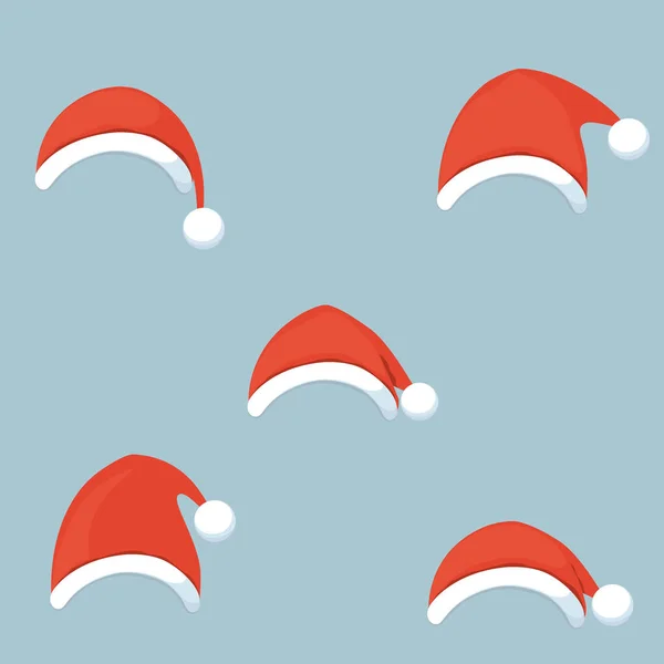 Cappelli Natale Babbo Natale Buon Natale Felice Anno Nuovo Biglietto — Vettoriale Stock