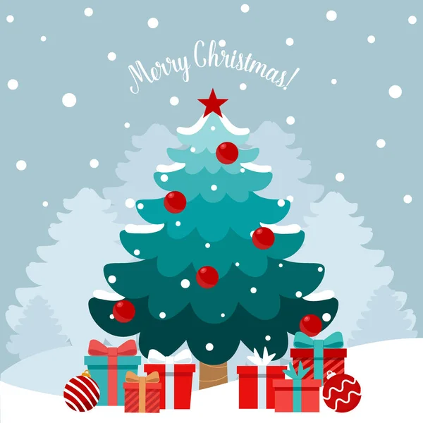 Arbre Noël Objet Fête Décoratif Joyeux Noël Bonne Année Illustration — Image vectorielle