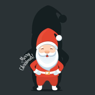 Noel Baba çizgi filmi. Mutlu Noeller ve mutlu yıllar tebrik kartı. Vektör İllüstrasyonu