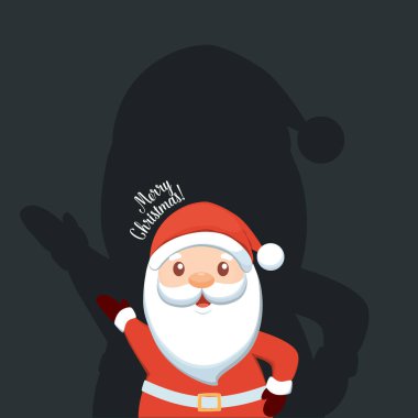 Noel Baba çizgi filmi. Mutlu Noeller ve mutlu yıllar tebrik kartı. Vektör İllüstrasyonu