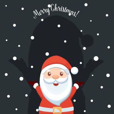 Noel Baba çizgi filmi. Mutlu Noeller ve mutlu yıllar tebrik kartı. Vektör İllüstrasyonu