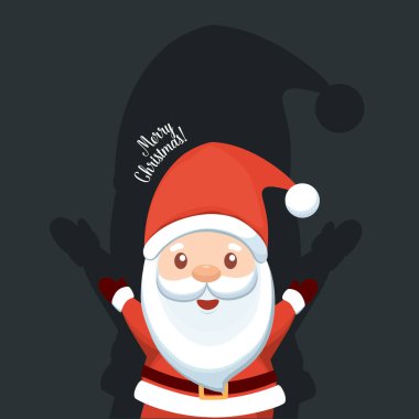 Noel Baba çizgi filmi. Mutlu Noeller ve mutlu yıllar tebrik kartı. Vektör İllüstrasyonu