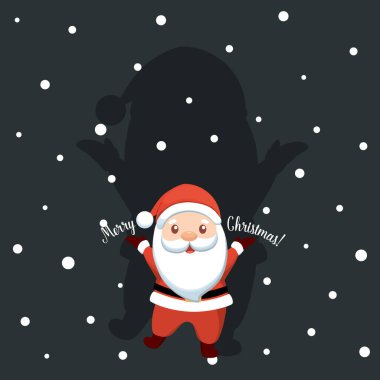 Noel Baba çizgi filmi. Mutlu Noeller ve mutlu yıllar tebrik kartı. Vektör İllüstrasyonu