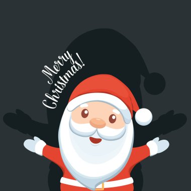 Noel Baba çizgi filmi. Mutlu Noeller ve mutlu yıllar tebrik kartı. Vektör İllüstrasyonu.