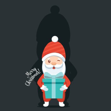 Noel Baba çizgi filmi. Mutlu Noeller ve mutlu yıllar tebrik kartı. Vektör İllüstrasyonu