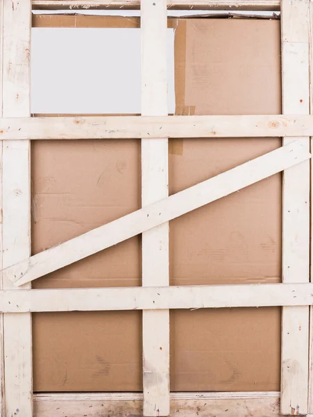 Cardboard boxes with wooden reinforcement — Stock Photo, Image