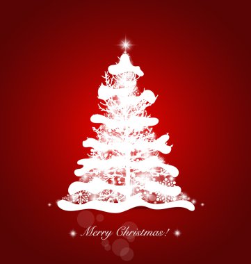Noel ağacıyla Noel arkaplanı, vektör illüstrasyonu.