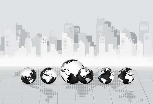 Nowoczesne Globus z budynku tło. Ilustracja wektorowa. — Wektor stockowy