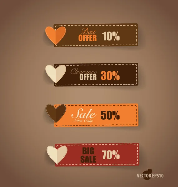 Price tag, ribbon, sale coupon, voucher. Vintage Style template — Stock Vector