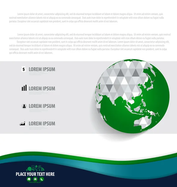 Infografik Design-Vorlage mit modernem Globus. Vektorillustration — Stockvektor