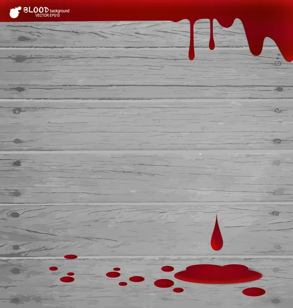 Sangre goteando en la pared de madera, fondo de sangre. Vector illustrati — Vector de stock