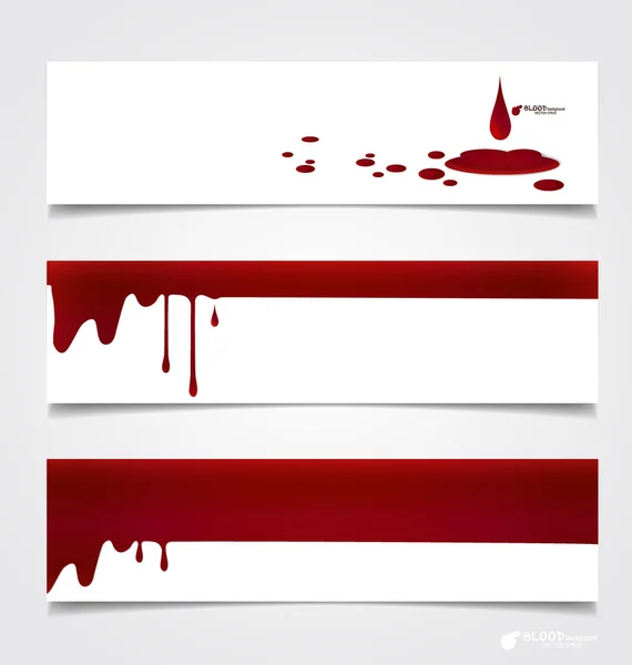 Bandeiras de design de Halloween feliz. Sangue a pingar no papel, sangue b — Vetor de Stock