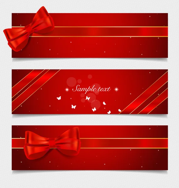 Card note with gift bows and ribbons. Vector illustration. — Stock Vector