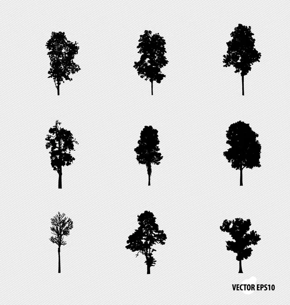 Set of tree silhouettes. Vector illustration. — Stock Vector