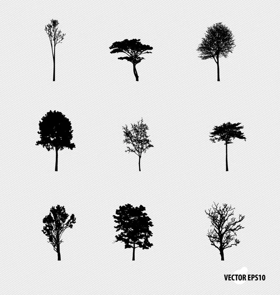 Set of tree silhouettes. Vector illustration. — Stock Vector