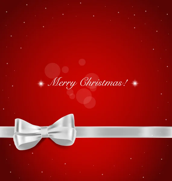 Christmas background. Shiny ribbon on red background. Vector ill — Stock Vector