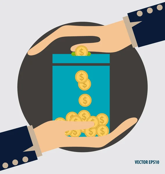 Money on hand. Modern Flat design vector illustration concept. — Stock Vector