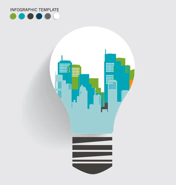 City in light bulb. Vector Illustration. — Stock Vector