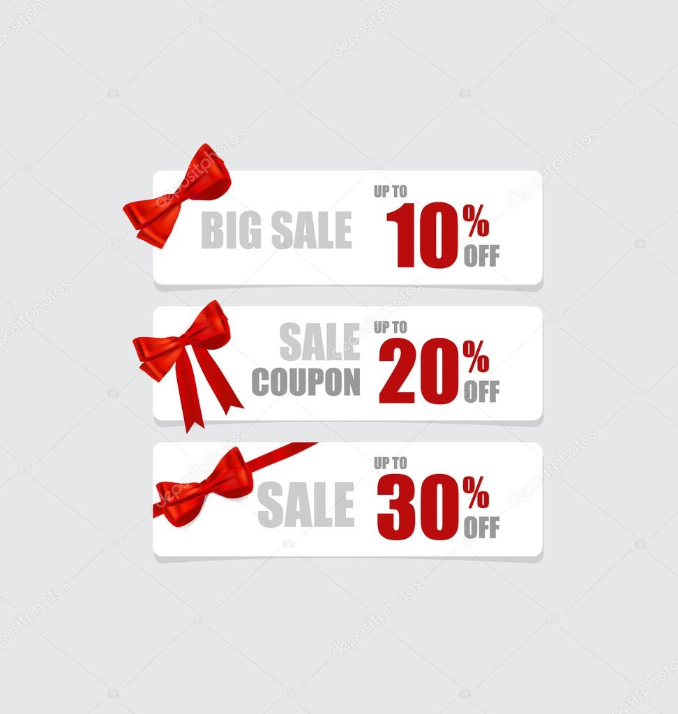 End of year sale savings labels set, price tag, sale coupon, vou