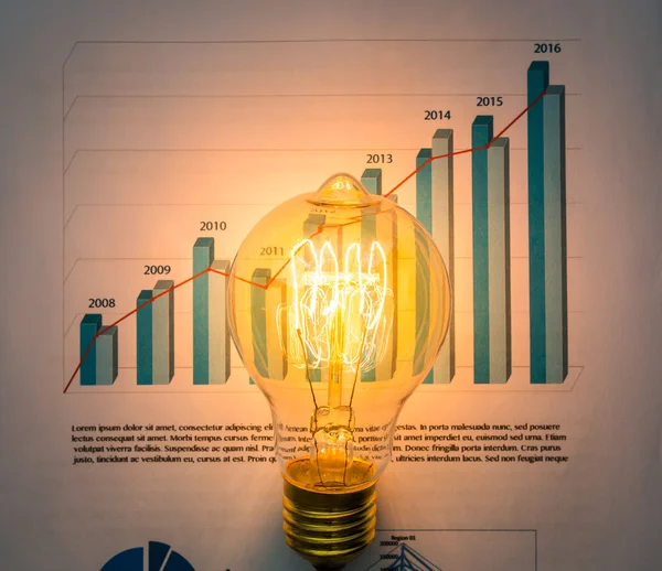 Light bulb with business graph — Stock Photo, Image