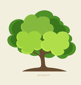 Paper green tree, vector illustration.