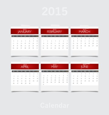Takvim basit 2015 yılı (Ocak, Şubat, Mart, Nisan, Mayıs,