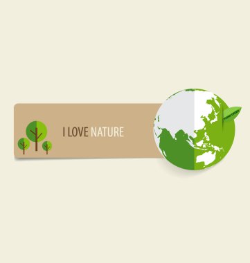 Doğa afiş, kağıt yeşil Eco Earth, vektör çizim ile.