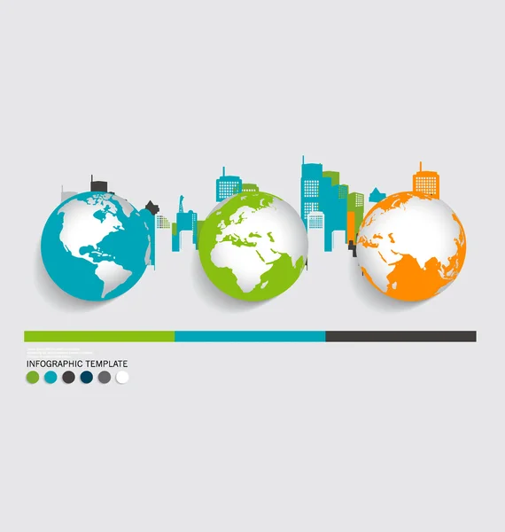 Moderner Stil der Infografik, moderner Globus mit Gebäude b — Stockvektor