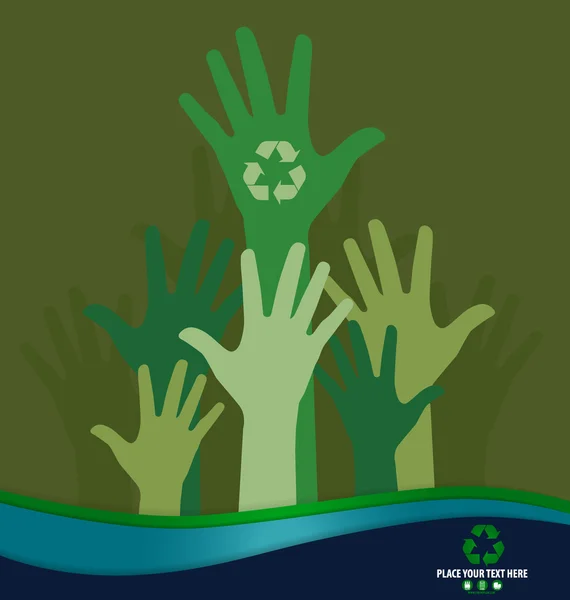 Σκέψου πράσινο, οικολογία έννοια. Ανακύκλωσης σύμβολο σχεδιασμό, διανυσματικά Illu — Διανυσματικό Αρχείο