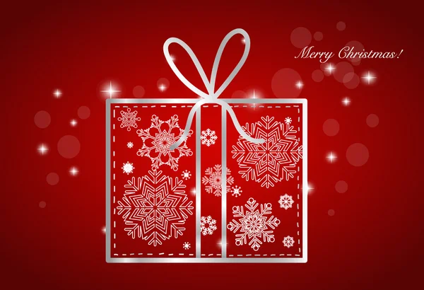 Kerstmis achtergrond met doos van de gift en sneeuwvlokken, vector illust — Stockvector