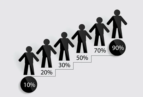 Business grafico in crescita con l'uomo d'affari. Illustrazione vettoriale . — Vettoriale Stock