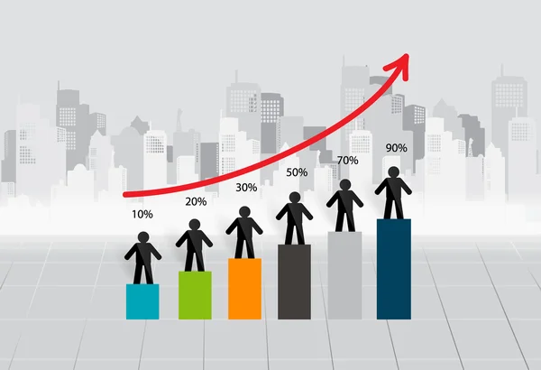 Gráfico de crescimento de negócios com empresário. Ilustração vetorial . — Vetor de Stock