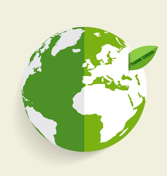 Green Eco Earth, Green earth con foglia verde. Vettore Illustratio — Vettoriale Stock